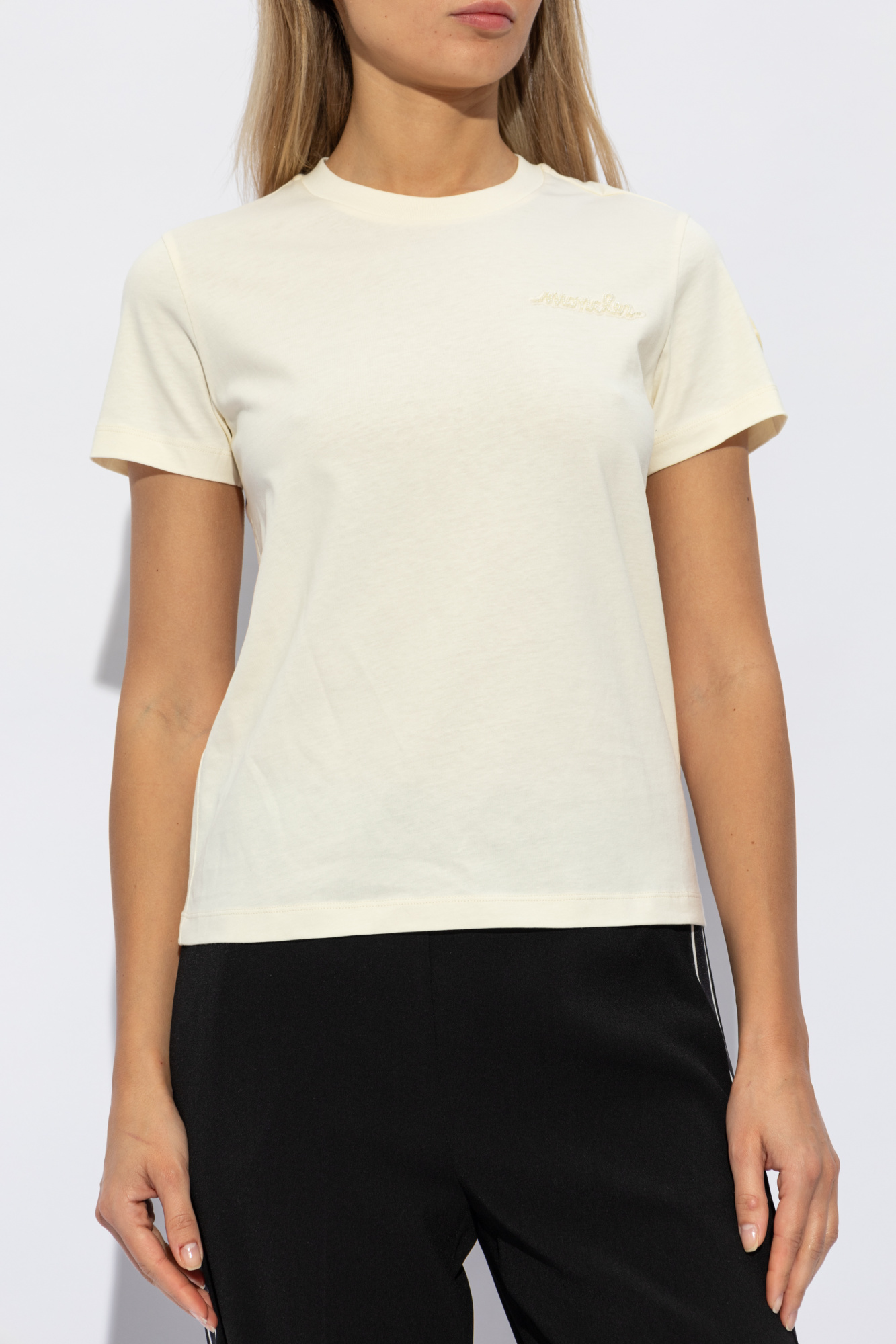 Cream T-shirt with logo Moncler - Vitkac AS